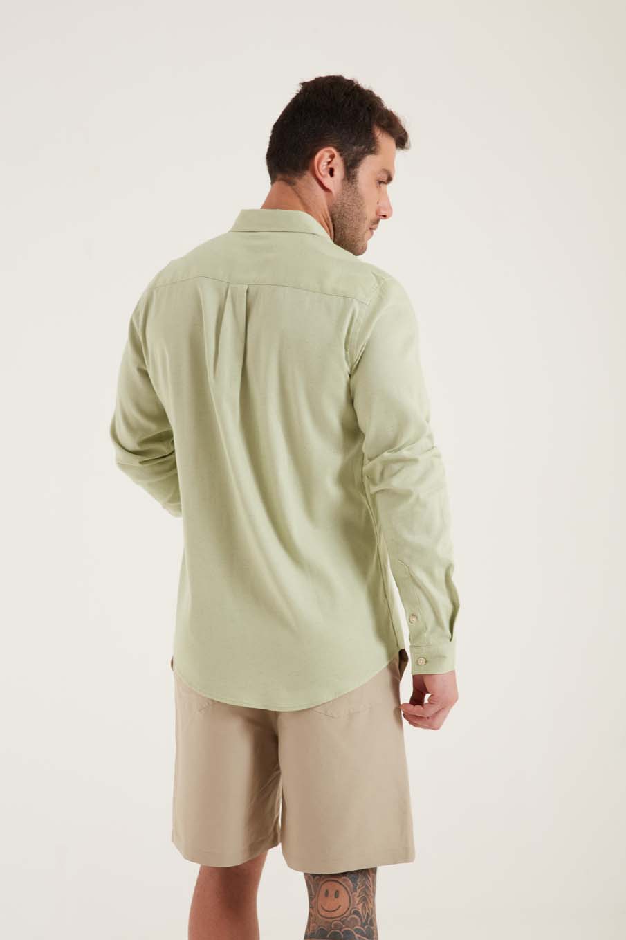 CAMISA LINHO CASUAL GG BEGE ITALIAN