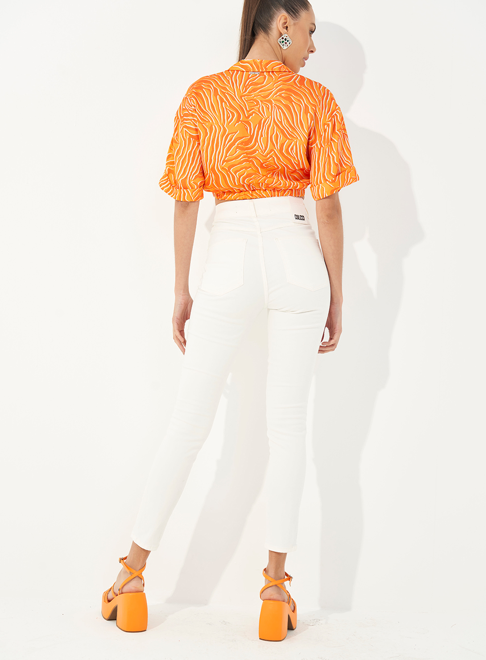 CALÇA SARJA BRUNA STRETCH 36 BRANCO