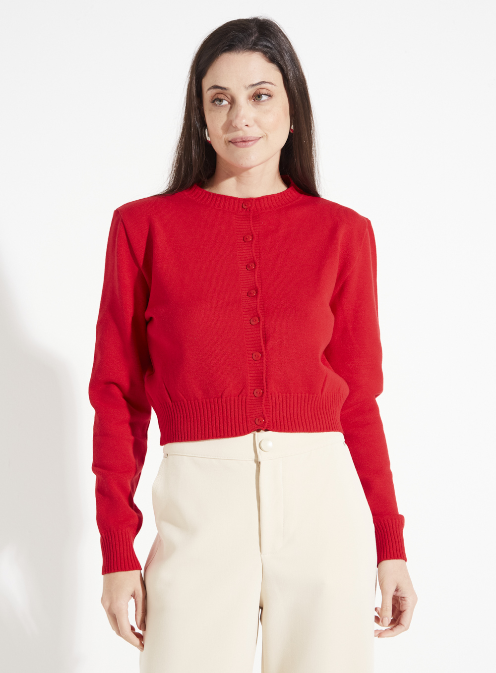 CARDIGAN TRICÔ G VERMELHO SPARKLY