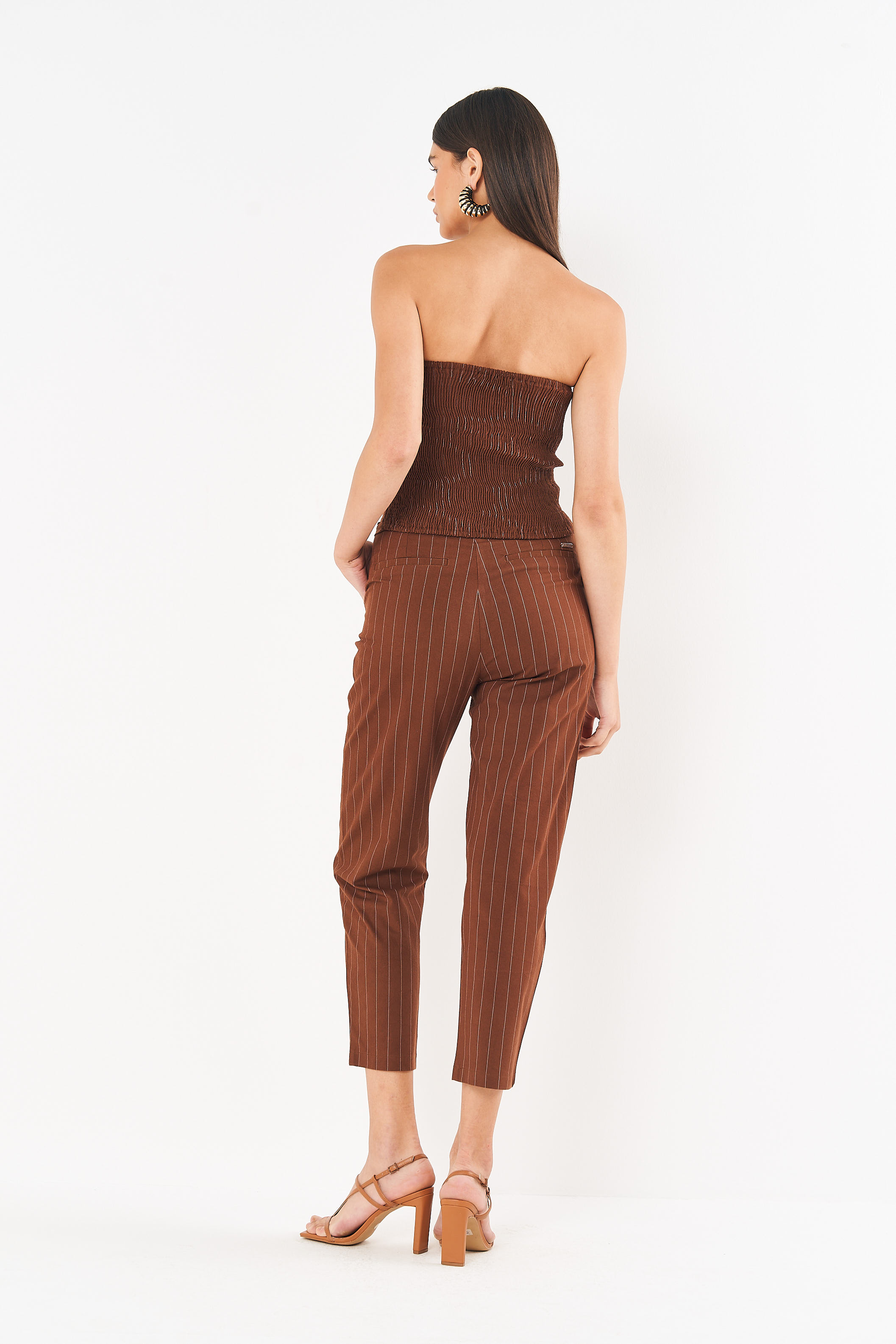 BLUSA LISTRADA G MARROM/OFF