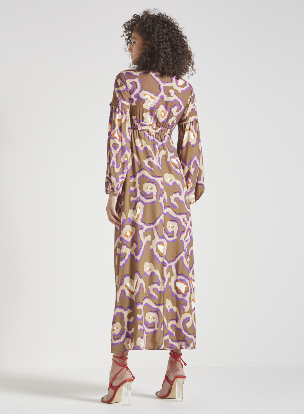 VESTIDO ESTAMPADO DETALHE LINHO PP BOHO TAPESTRY