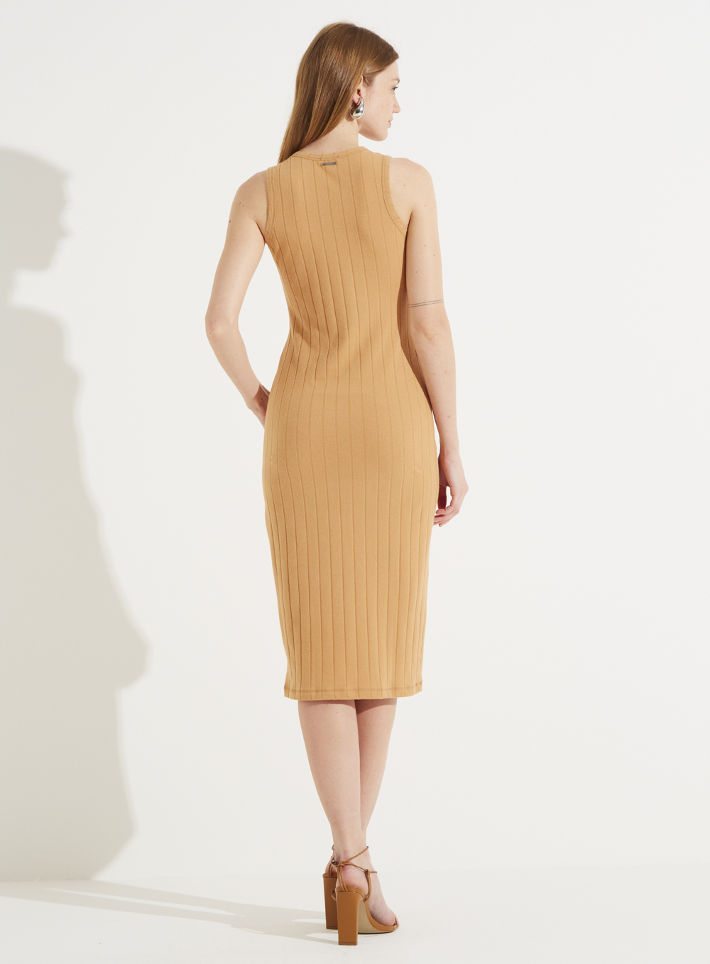 VESTIDO CANELADO G BEGE BELGATI