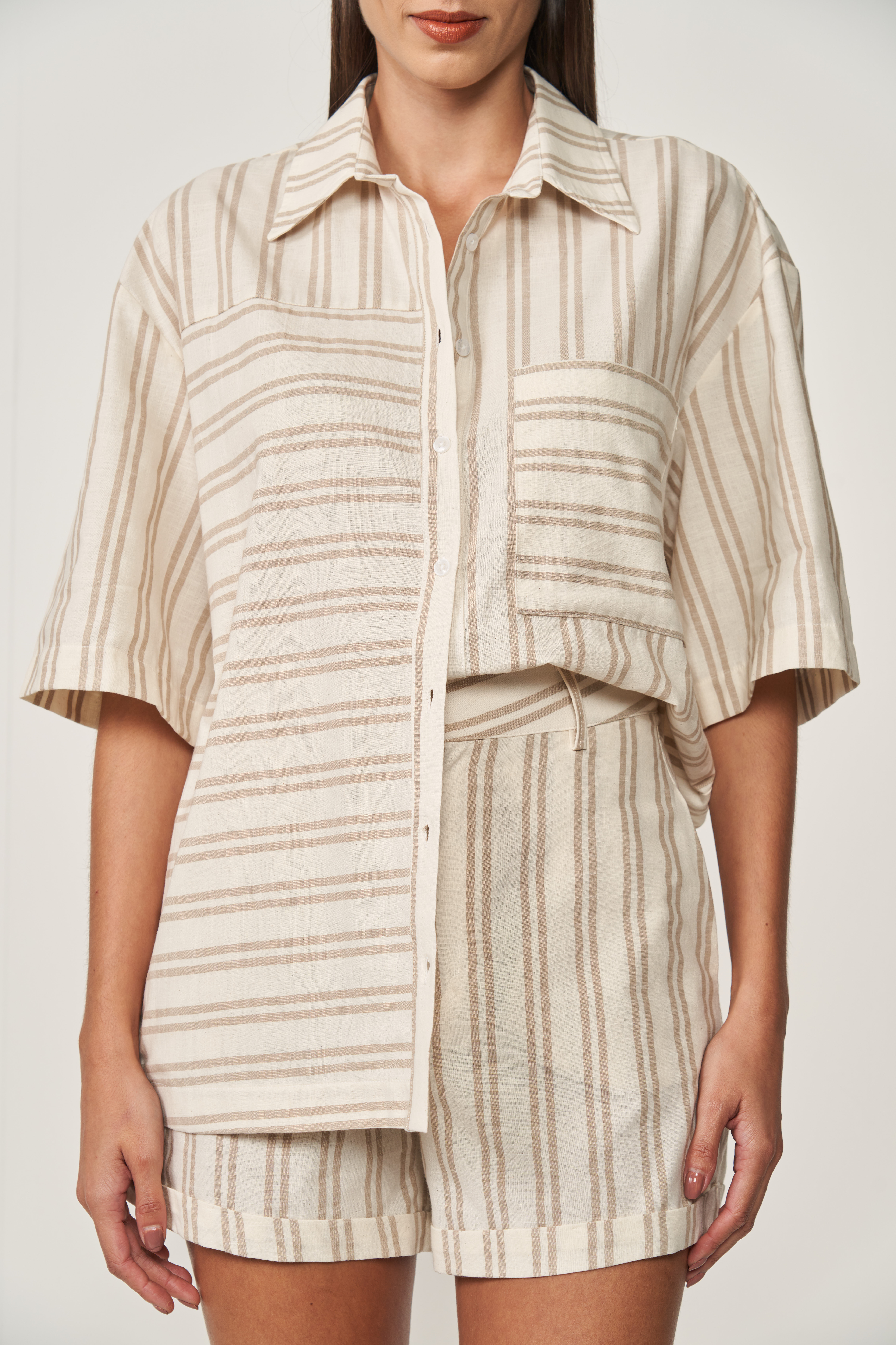 CAMISA LISTRADA G OFF/BEGE
