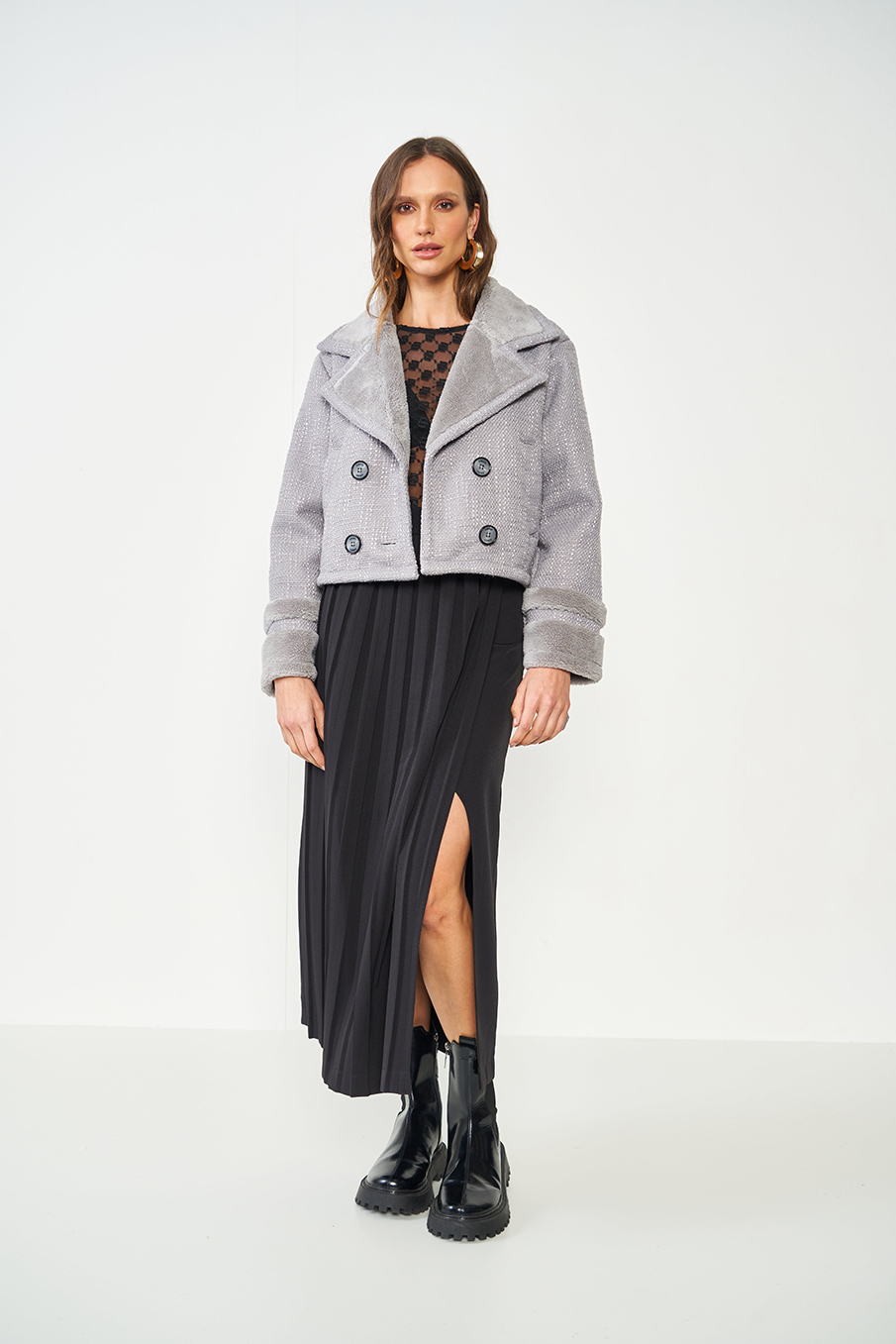 CASACO TWEED G CINZA ALITA