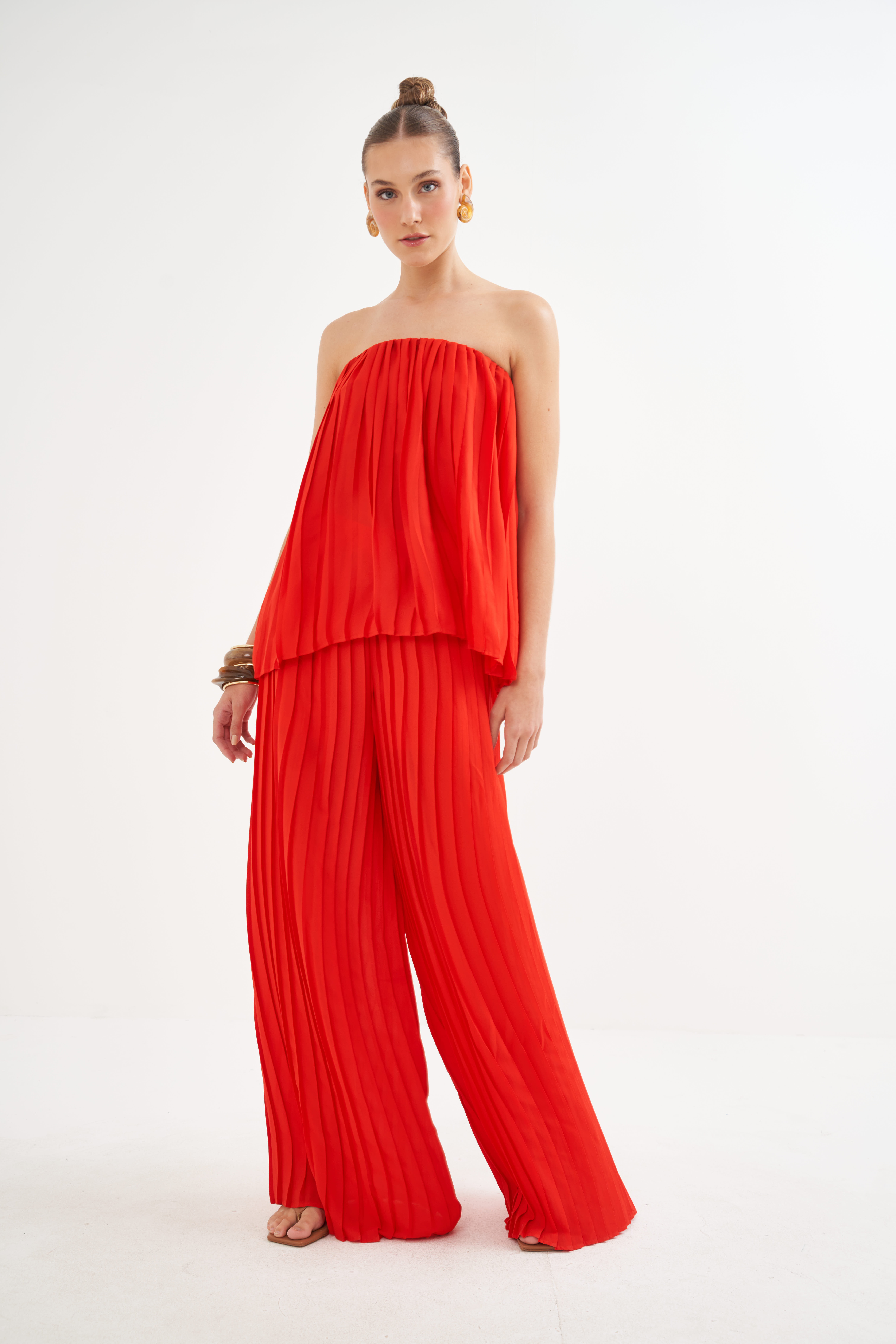 CALÇA PLISSADA 36 VERMELHO IFE