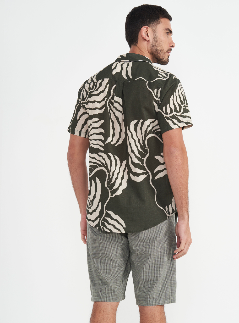 CAMISA LINHO ESTAMPADA XGG SEAWEED VD.DRA.
