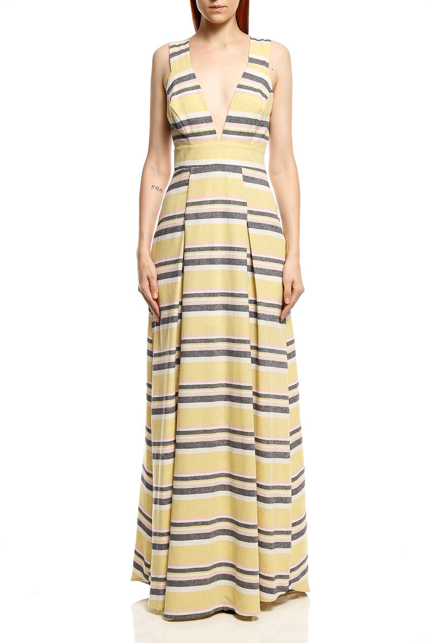 VESTIDO LONGO LISTRADO 38 LISTRAS PRETO