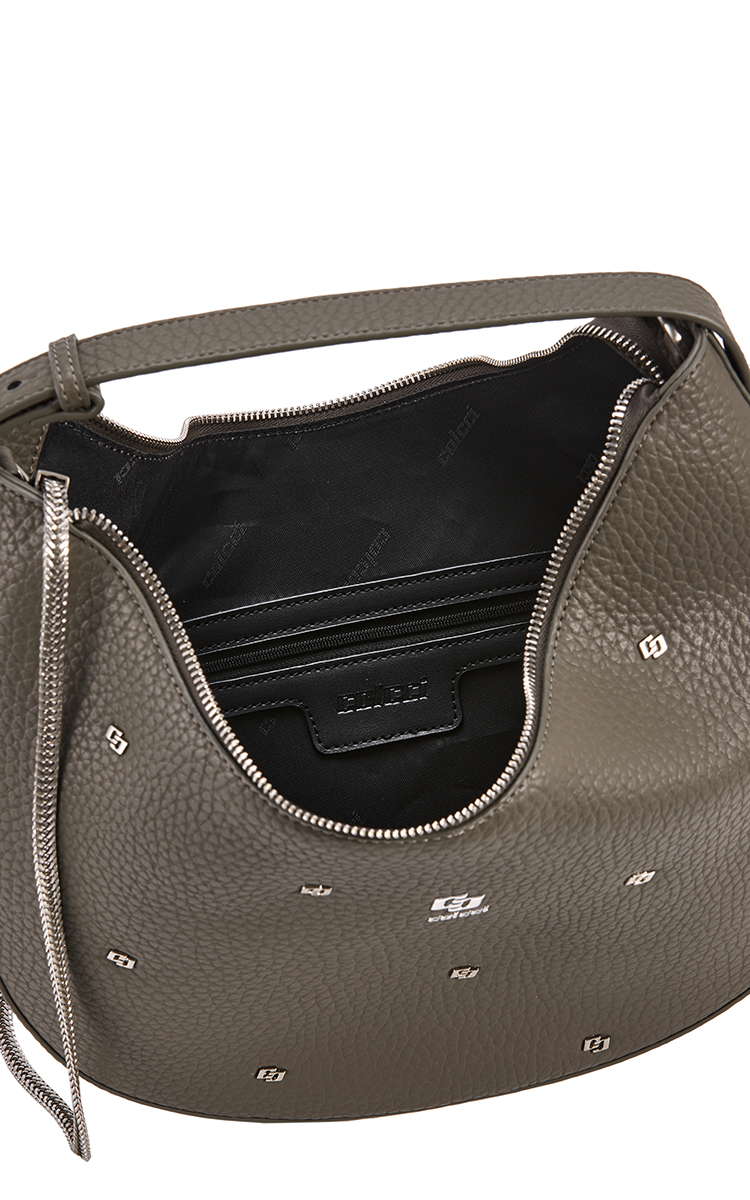 BOLSA COLCCI FEM MEIA LUA ROCKER U MARROM BEATEN B