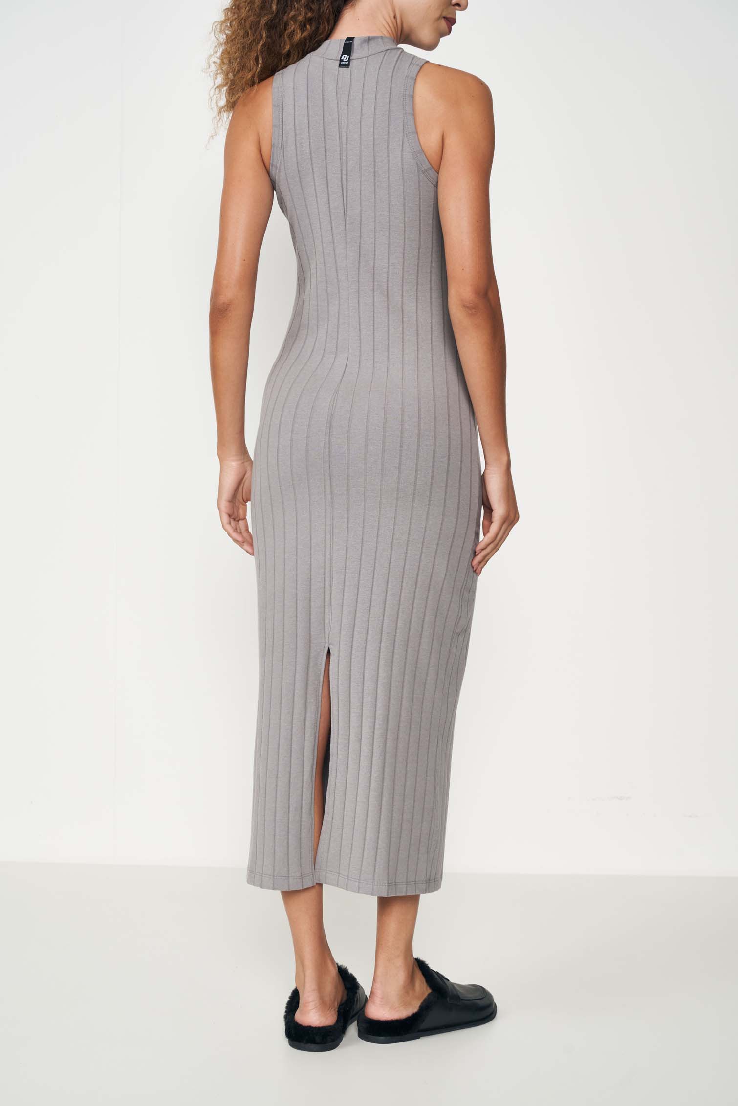 VESTIDO CANELADO M CINZA ALITA