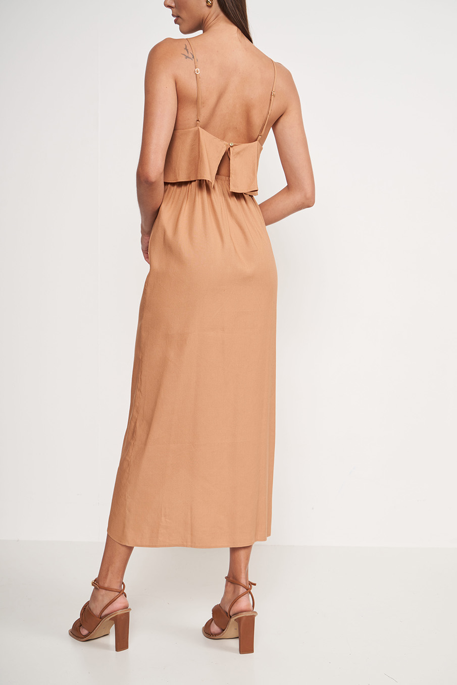 VESTIDO LINHO G BEGE TAUPE