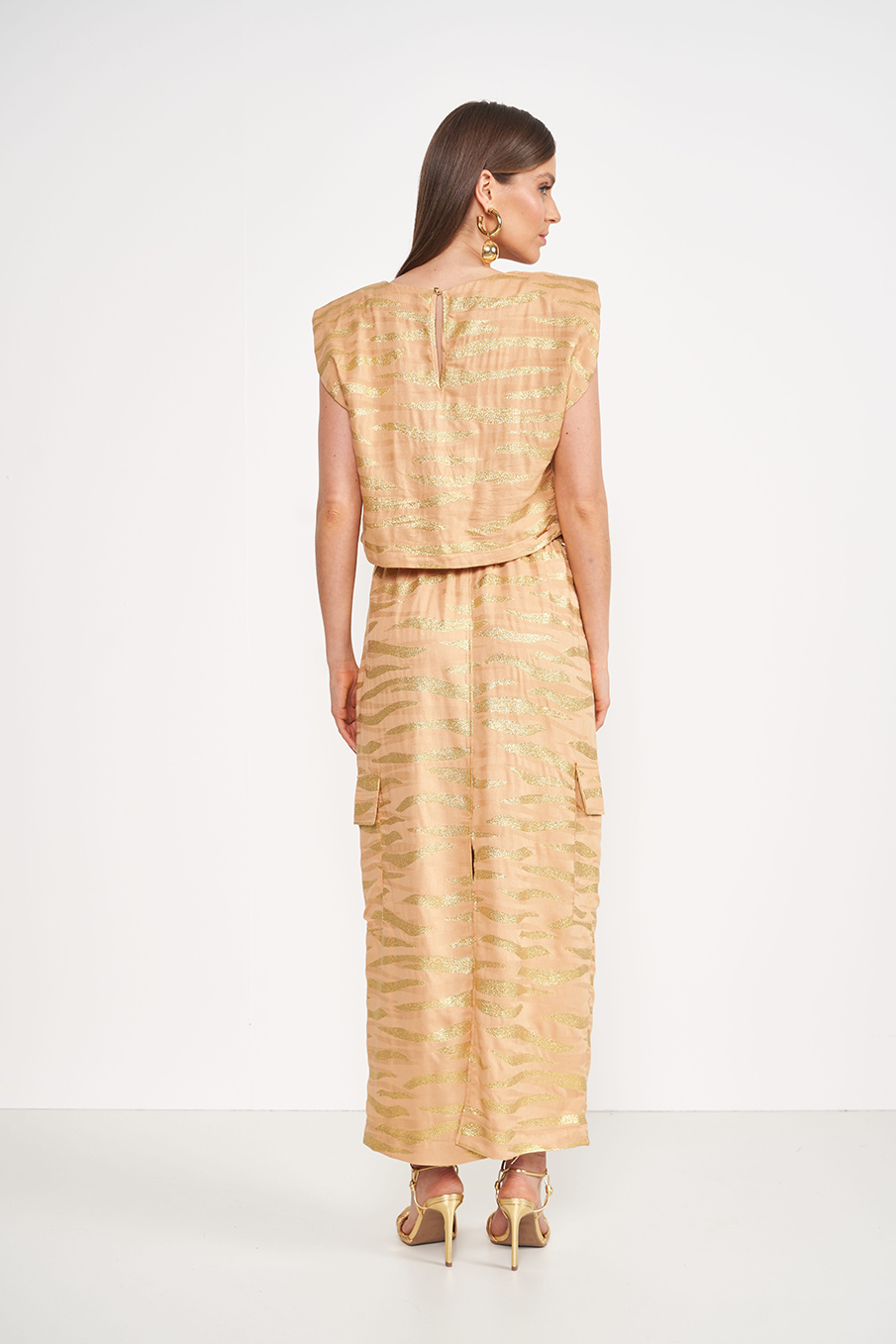 BLUSA BORDADA M MARROM/DOURADO