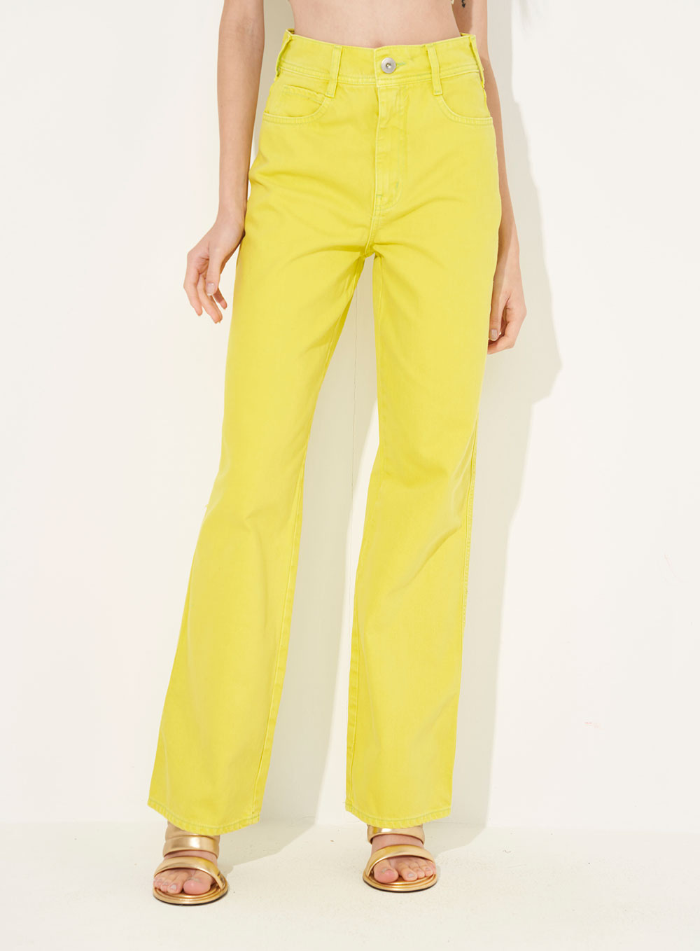 CALÇA SARJA JULIETTE 36 AMARELO FOCAIS