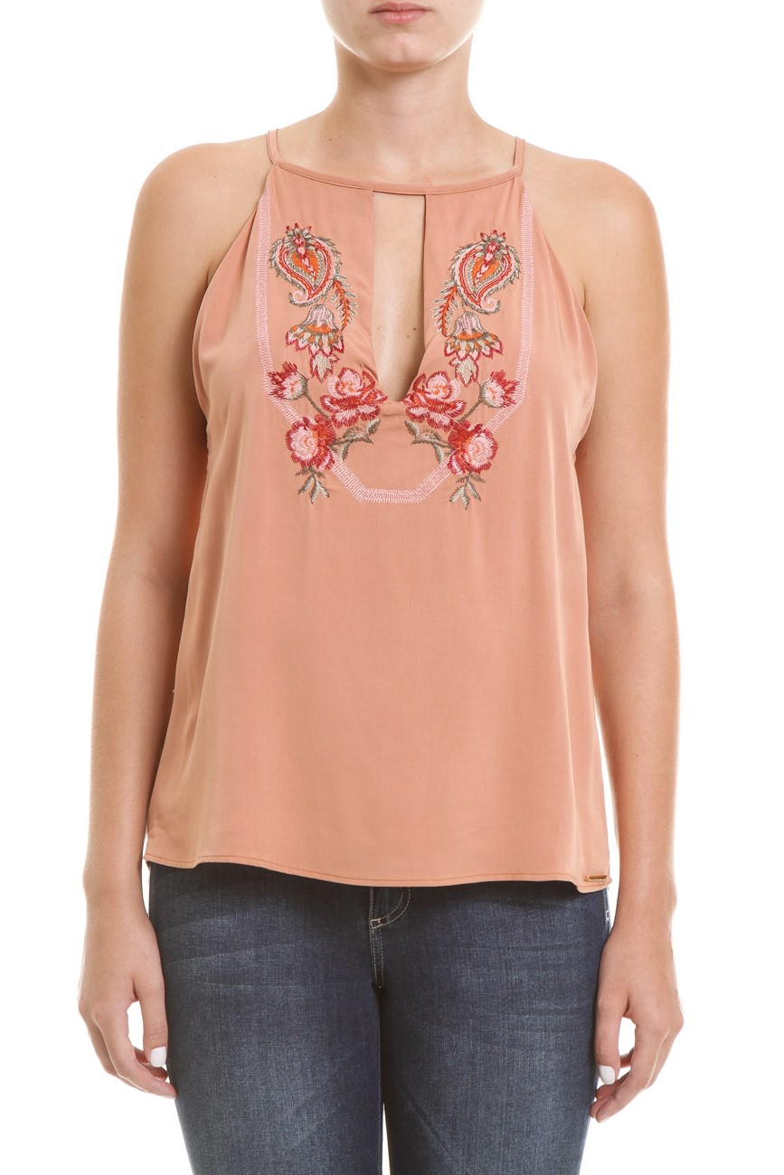 BLUSA FEM SM BORD P BEGE ATOL