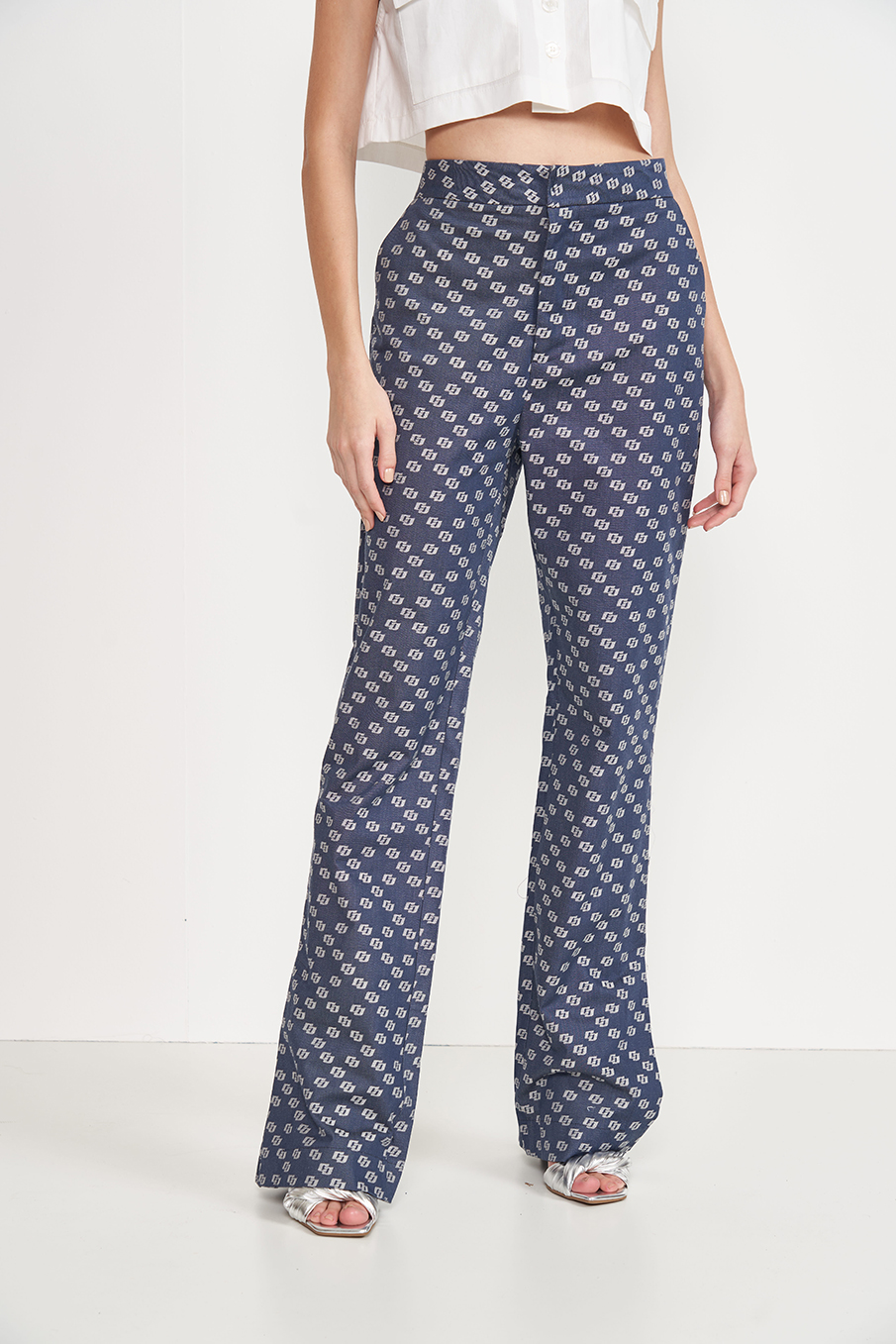 CALÇA JACQUARD 36 AZUL/BEGE