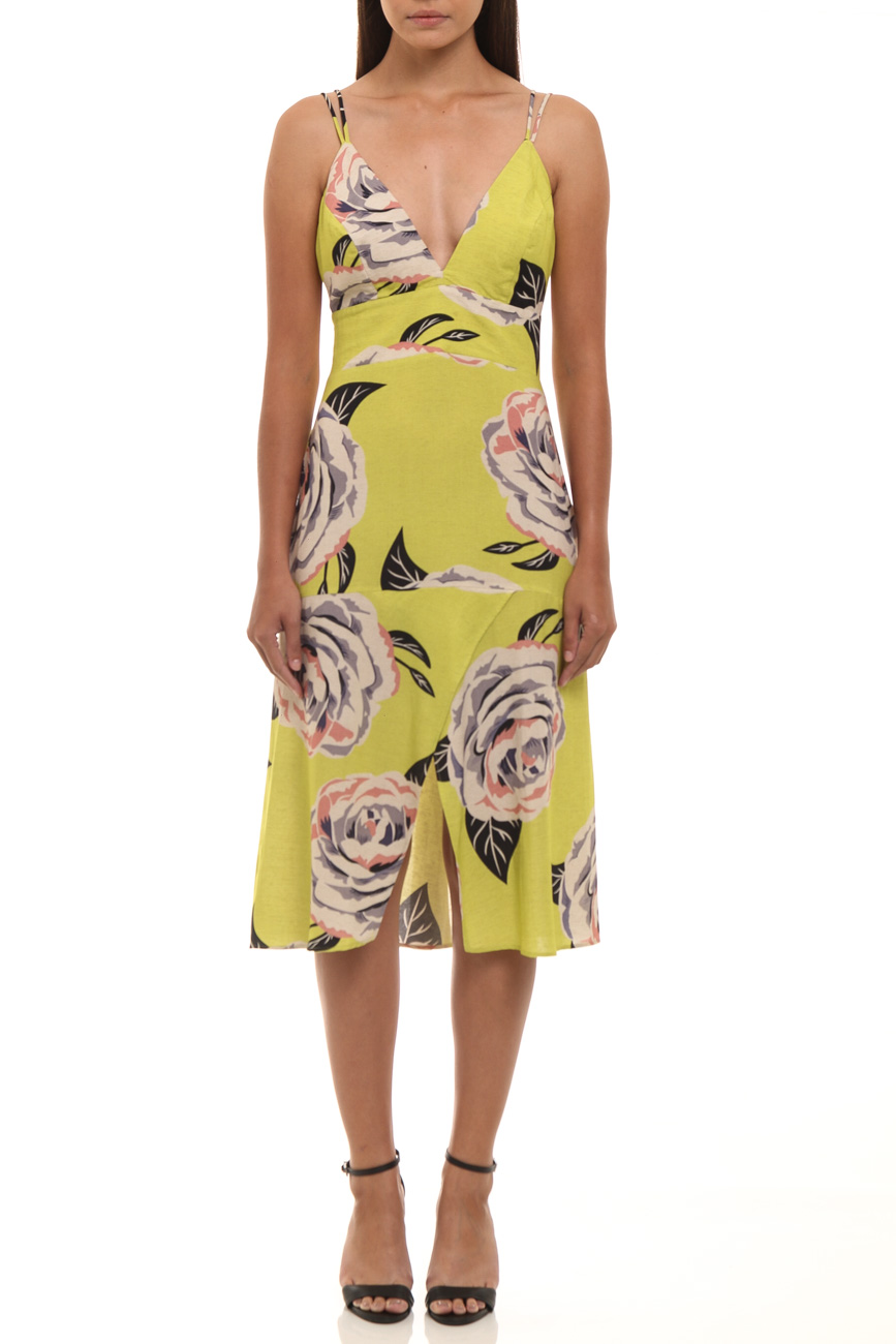 VESTIDO MIDI LINHO ESTAMPADO 42 NATALIE
