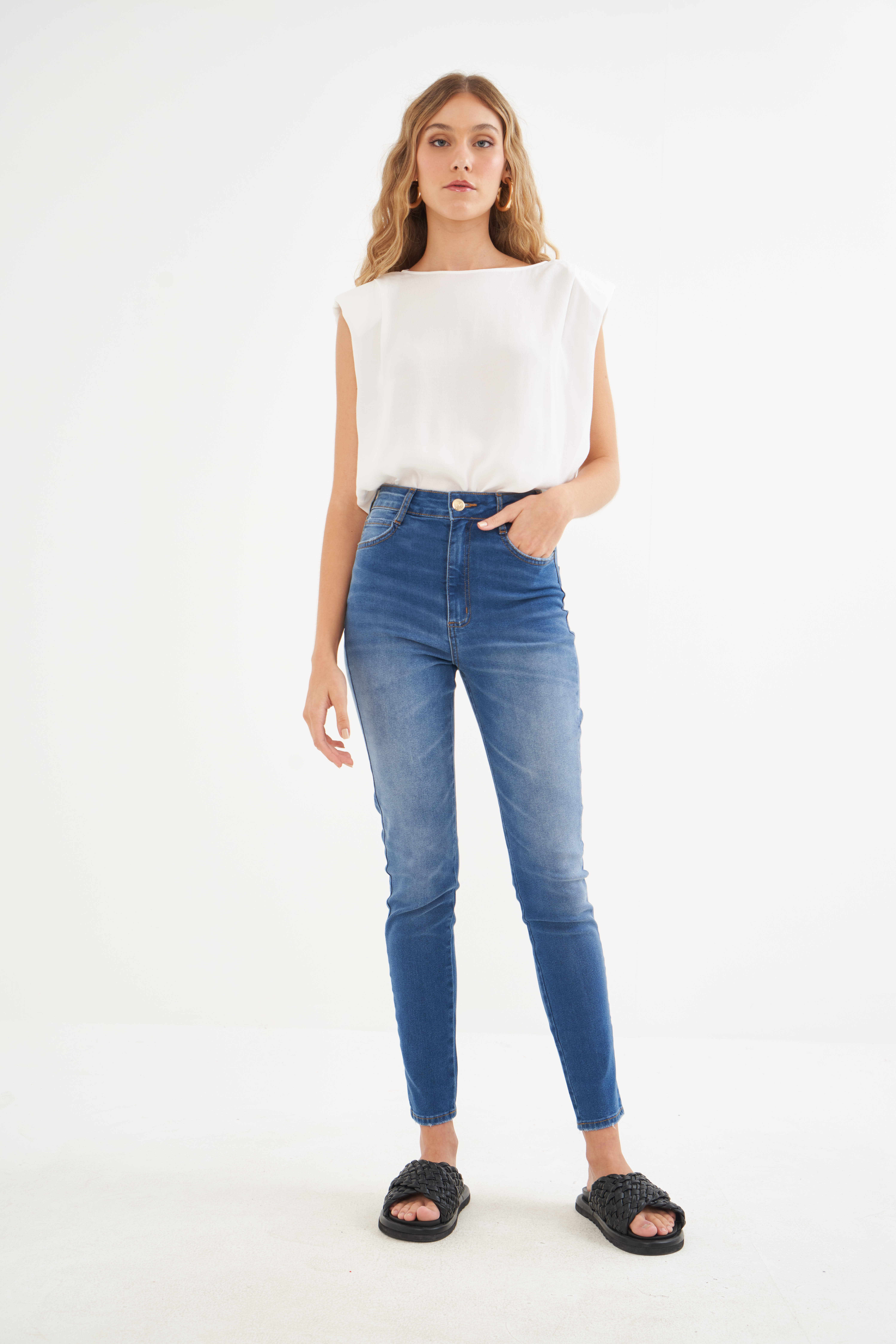 CALCA JEANS BRUNA STRETCH 38 INDIGO