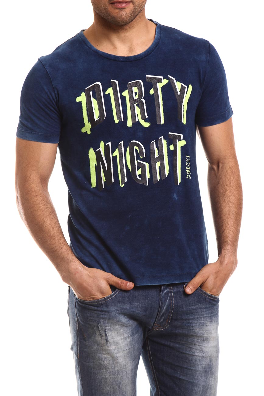 T-SHIRT MASC MC EST LAV M INDIGO