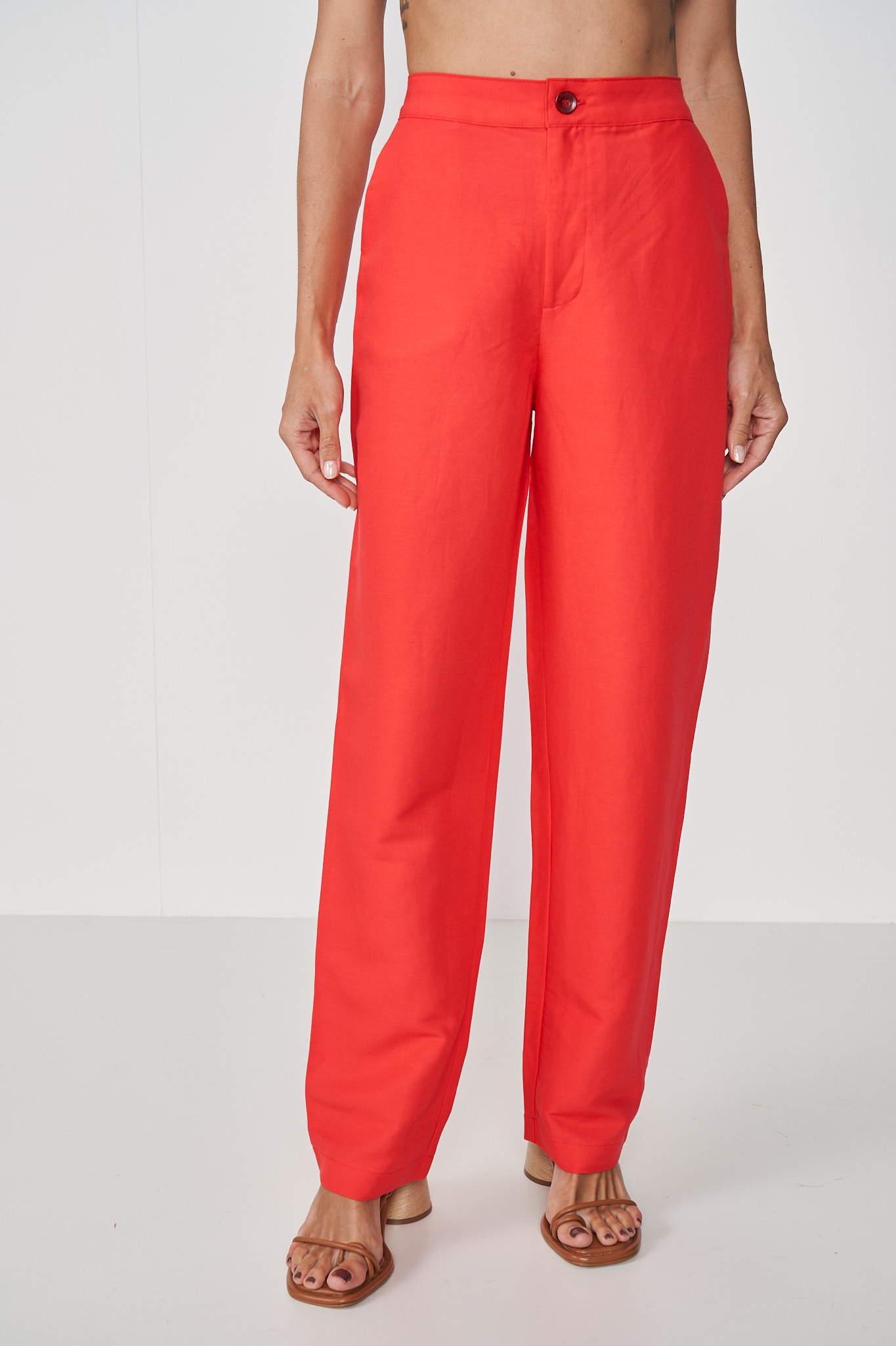 CALÇA LINHO 38 VERMELHO SANTINE