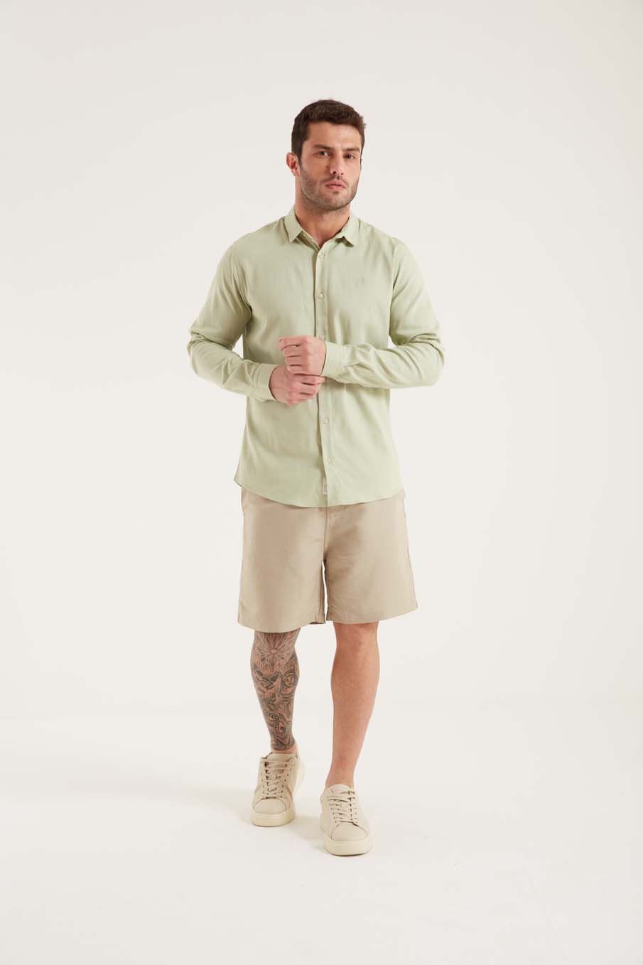 CAMISA LINHO CASUAL GG BEGE ITALIAN
