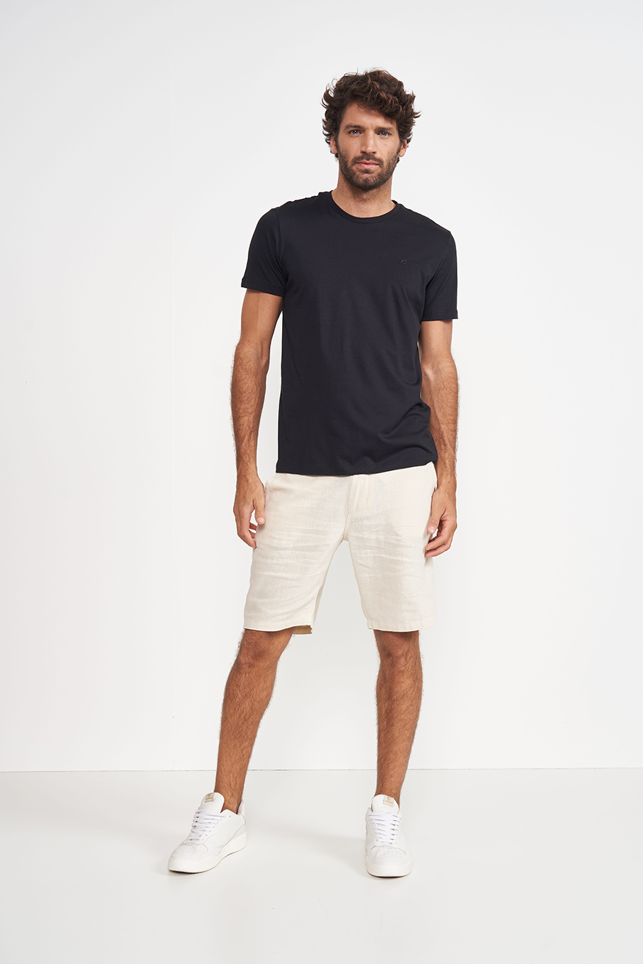 BERMUDA LINHO 38 BEGE TAUPE