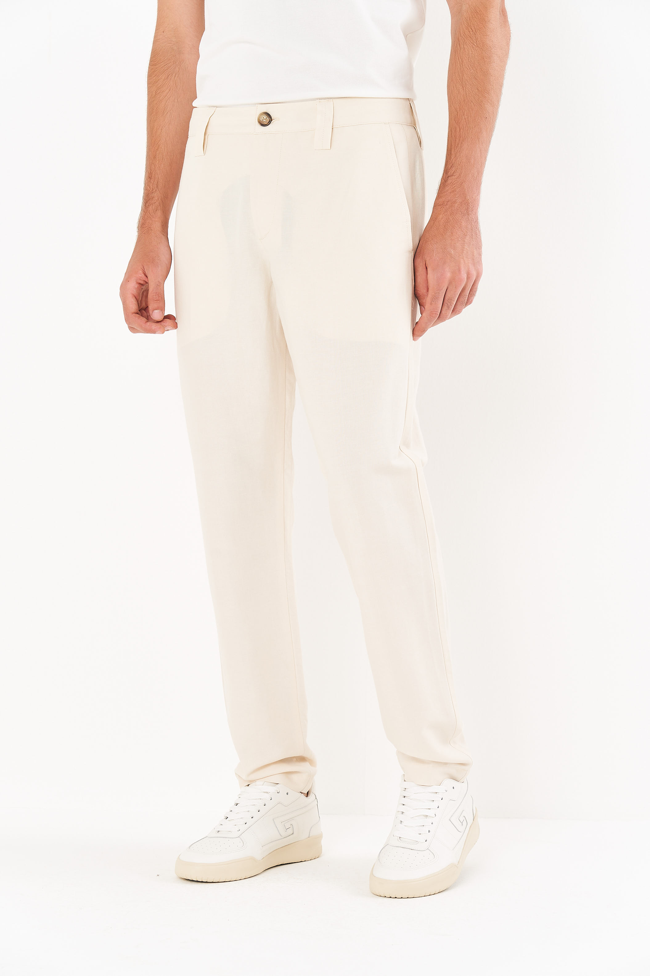 CALÇA LINHO 38 BEGE ITALIAN