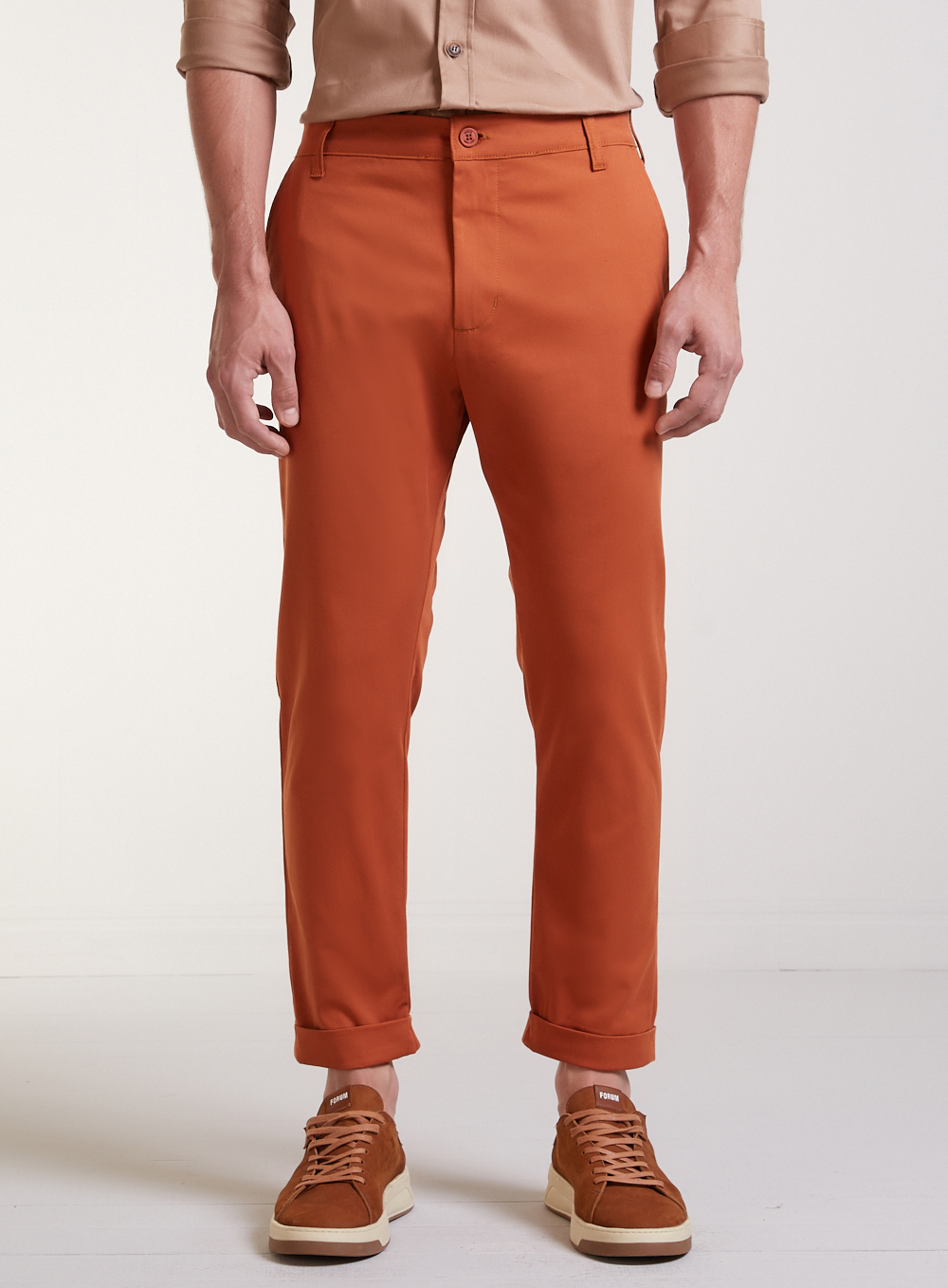 CALÇA SARJA JOGGING CROPPED 48 MARROM RUSTY IR
