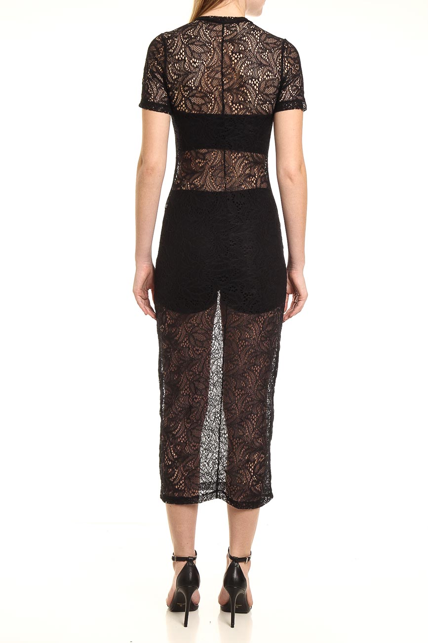 VESTIDO MIDI RENDA P PRETO