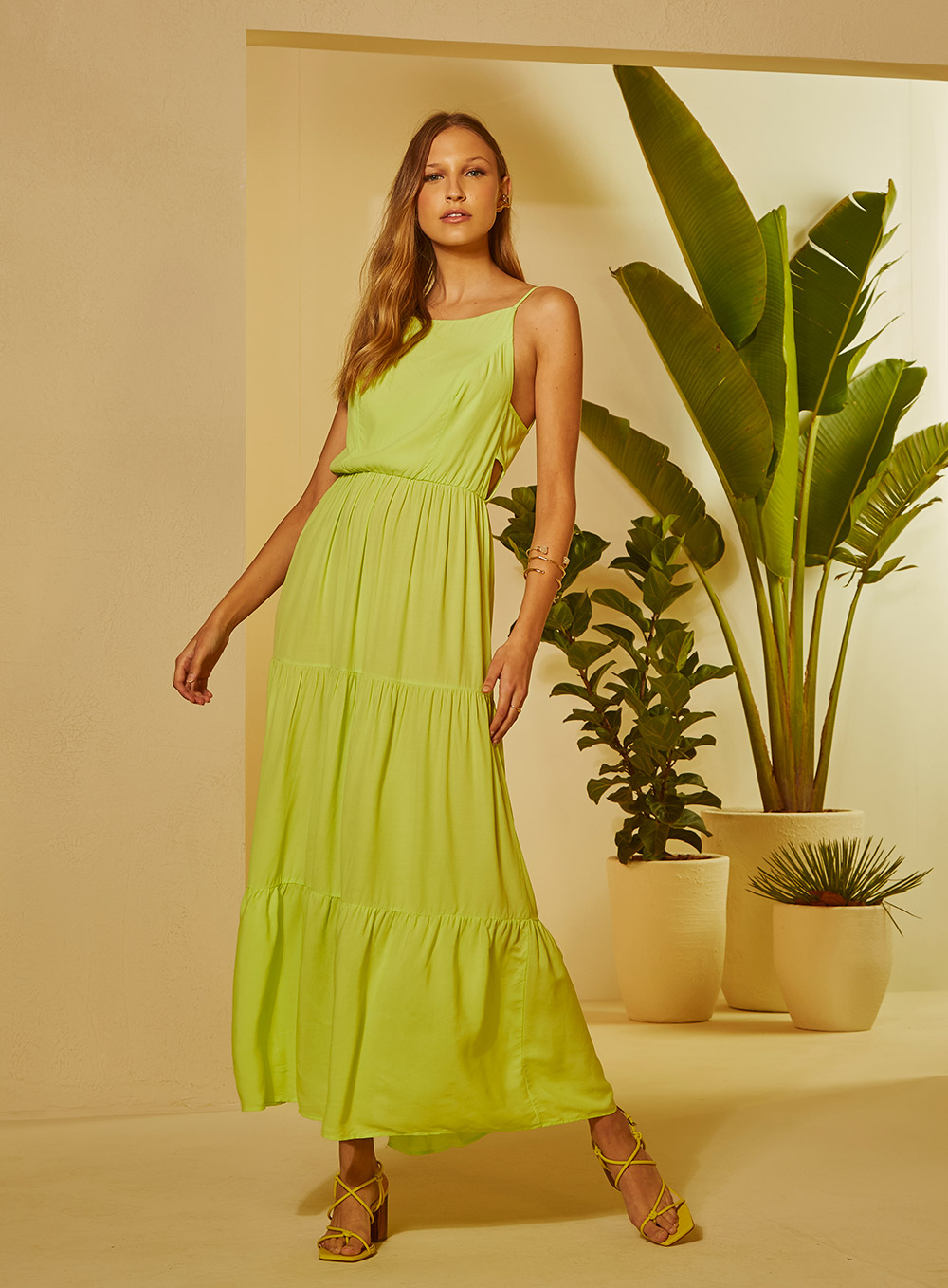 VESTIDO LONGO FORUM P VERDE PLAYA VIS