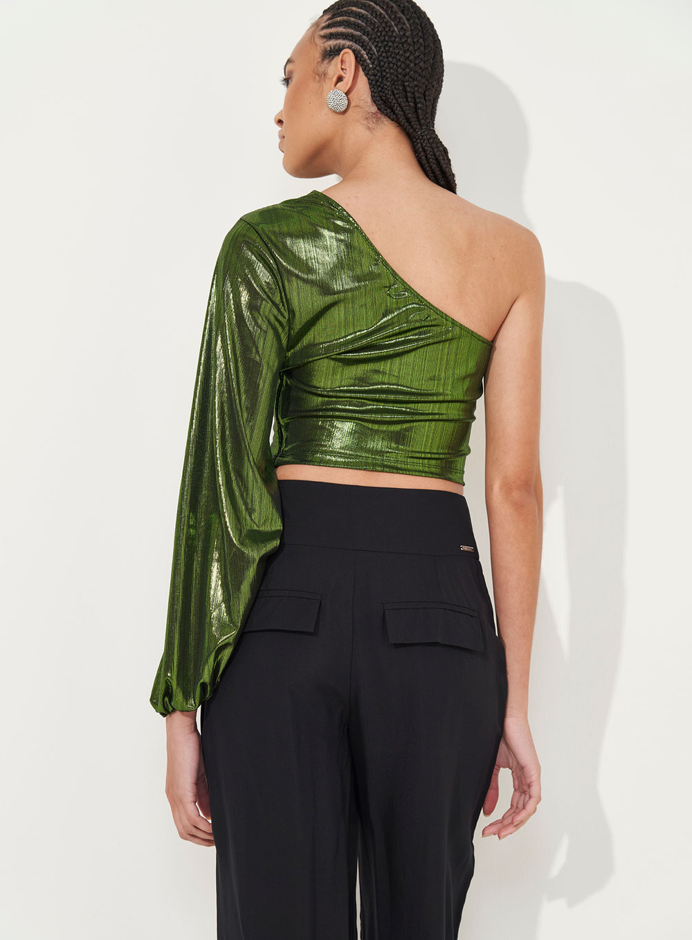 BLUSA METALIZADA 36 VERDE BRAVA