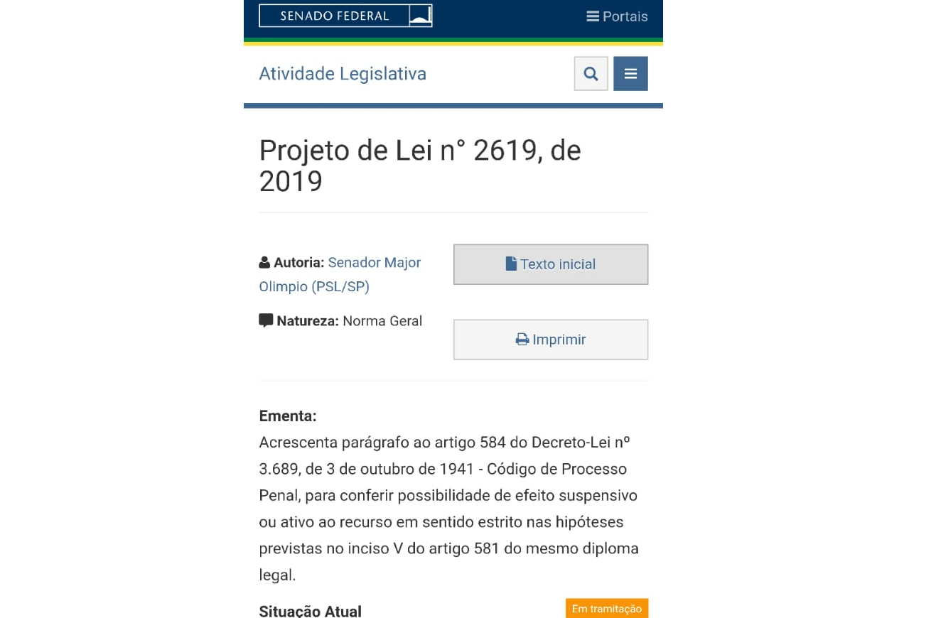 Senador Major Olímpio apresenta PL baseado em estudos de membros da procuradoria de HC