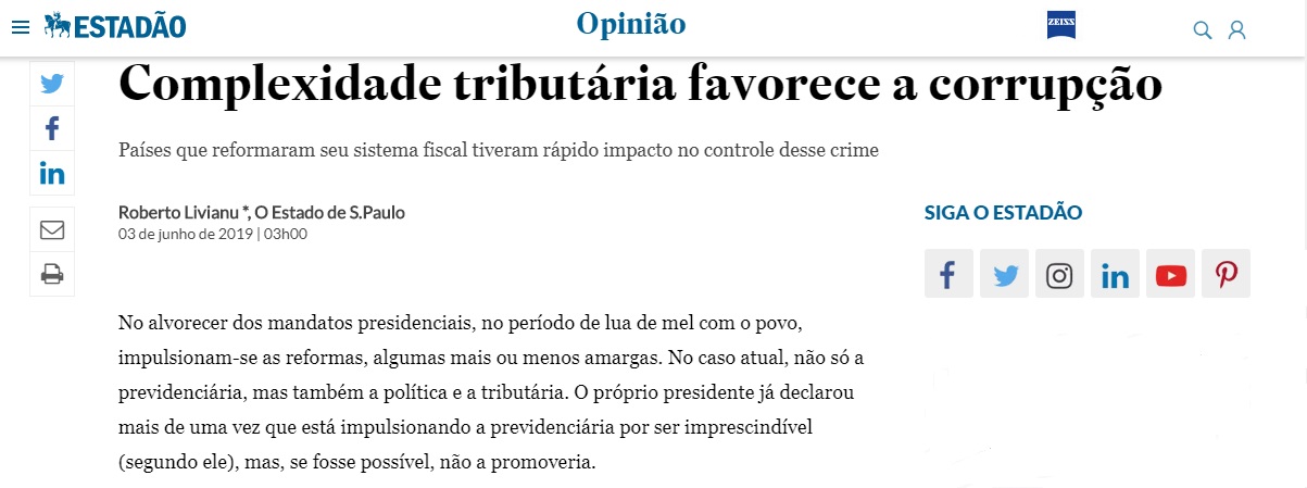 O Estado de S. Paulo publica artigo de promotor de Justiça
