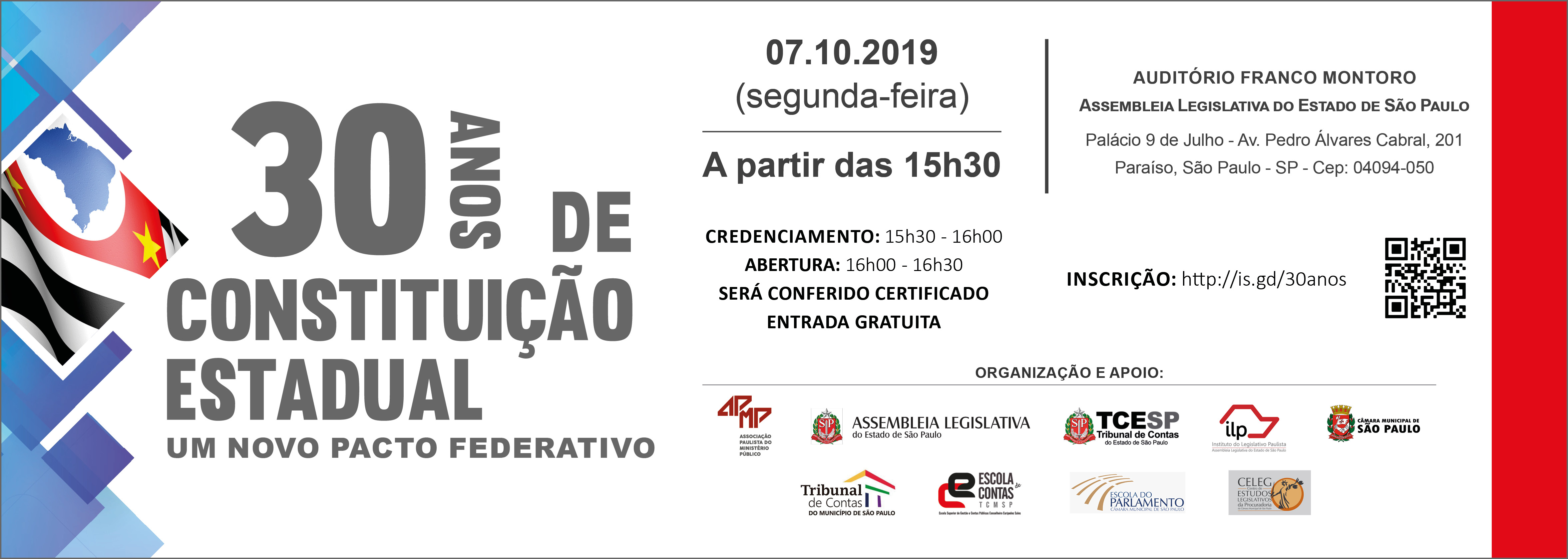 30 anos de Constituição Estadual serão celebrados em evento conjunto organizado pela APMP