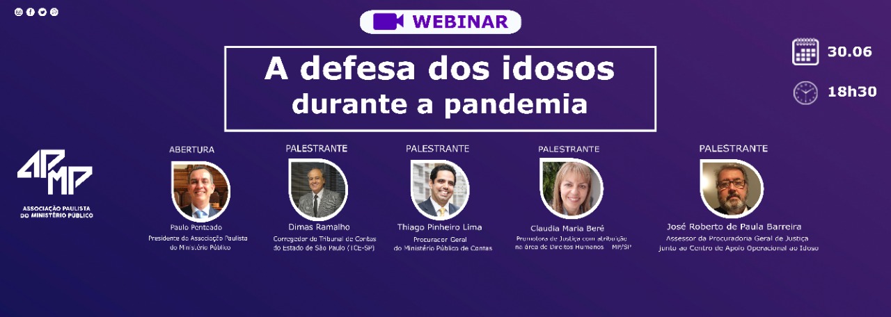 Defesa dos idosos durante a pandemia é tema de webinar da APMP