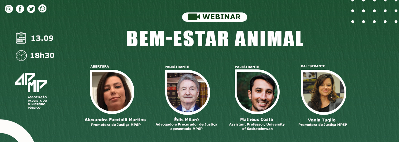 Bem-estar animal é tema de webinar promovido pela APMP