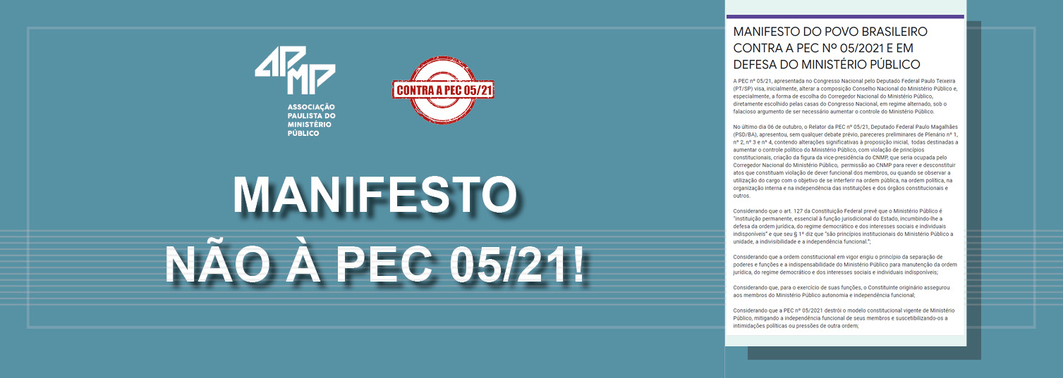 Assine o Manifesto do Povo Brasileiro Contra a PEC 05/21 e em Defesa do MP