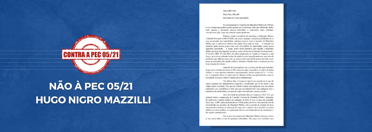 PEC 5/21 é tema de artigo de Hugo Nigro Mazzilli