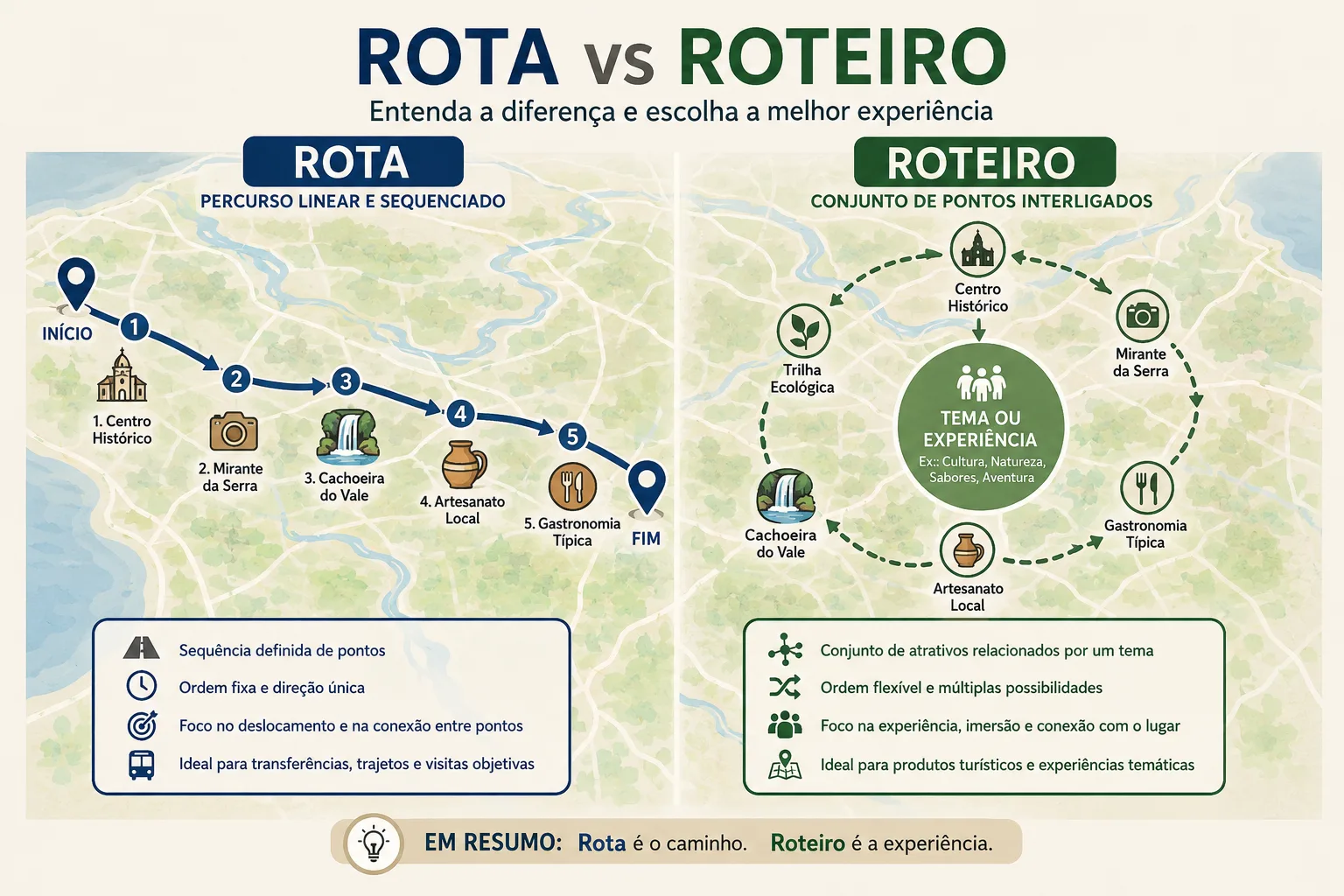 Rota ou roteiro turístico: qual a diferença e quando usar cada um