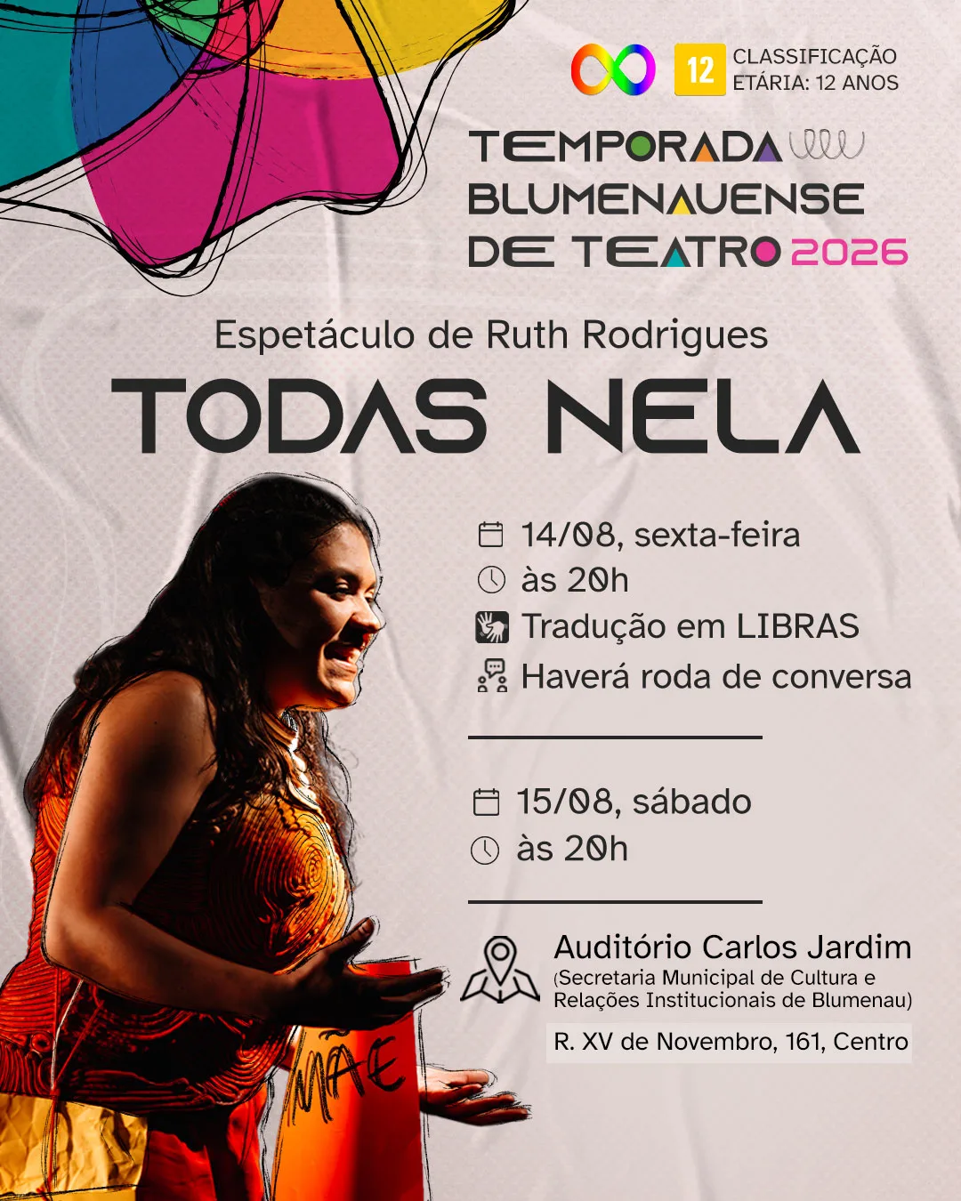 Espetáculo Todas Nela, Temporada Blumenauense de Teatro (TBT) – Edição 2026