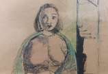 Di Cavalcanti (1897-1976), Mulher - Bico de Pena Aquarelado. Ass: C.I.D. Pontos de fungo no passepartout.