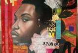 Lorena de Paula (LOLA), "Oromo" - Tinta acrílica, a óleo e spray sobre tela.