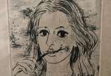 Marycia, Auto-Retrato - Ponta Seca. Tiragem: 68/111. Datado: 1973. Emoldurado com vidro. Pontos de fungo. Obra em São Paulo.