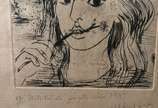 Marycia, Auto-Retrato - Ponta Seca. Tiragem: 68/111. Datado: 1973. Emoldurado com vidro. Pontos de fungo. Obra em São Paulo.