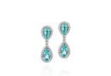 Par de brincos em ouro branco 18k, com 3,68 ct ... - Par de brincos em ouro branco 18k, com 3,68 ct de turmalinas paraíba, 0,72 ct de diamantes, aprox. 2,5 cm e 8,7 g. 