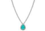 Gargantilha em ouro branco 18k, com 4,83 ct de ... - Gargantilha em ouro branco 18k, com 4,83 ct de turmalina paraíba, 1,16 ct de diamantes, 45 cm e 5,8 g.