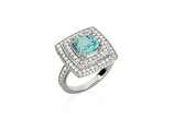 Anel em ouro branco 18k, com 1,07 ct de diamant... - Anel em ouro branco 18k, com 1,07 ct de diamantes, 2,17 ct de turmalina paraíba, aro 17 e 8,2 g.