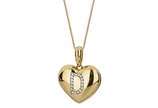 Gargantilha em ouro amarelo 18k, com 45 cm, 0,1... - Gargantilha em ouro amarelo 18k, com 45 cm, 0,17 ct de diamantes, 5,7 g e pingente relicário com 1,5 cm. Base R$ 4.300,00