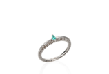 Anel em ouro branco 18k, com 0,10 ct de turmali... - Anel em ouro branco 18k, com 0,10 ct de turmalina paraíba, aro 17 e 1,5 g.