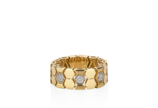 Anel maleável em ouro amarelo 18k, com 0,10 ct ... - Anel maleável em ouro amarelo 18k, com 0,10 ct de diamantes, aro 16 e 6 g. 