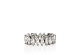 Anel maleável em ouro branco 18k, com 5,00 ct d... - Anel maleável em ouro branco 18k, com 5,00 ct de diamantes lapidação navete, classificação VS1/VS2, H/I; aro 19 e 5,6 g. 