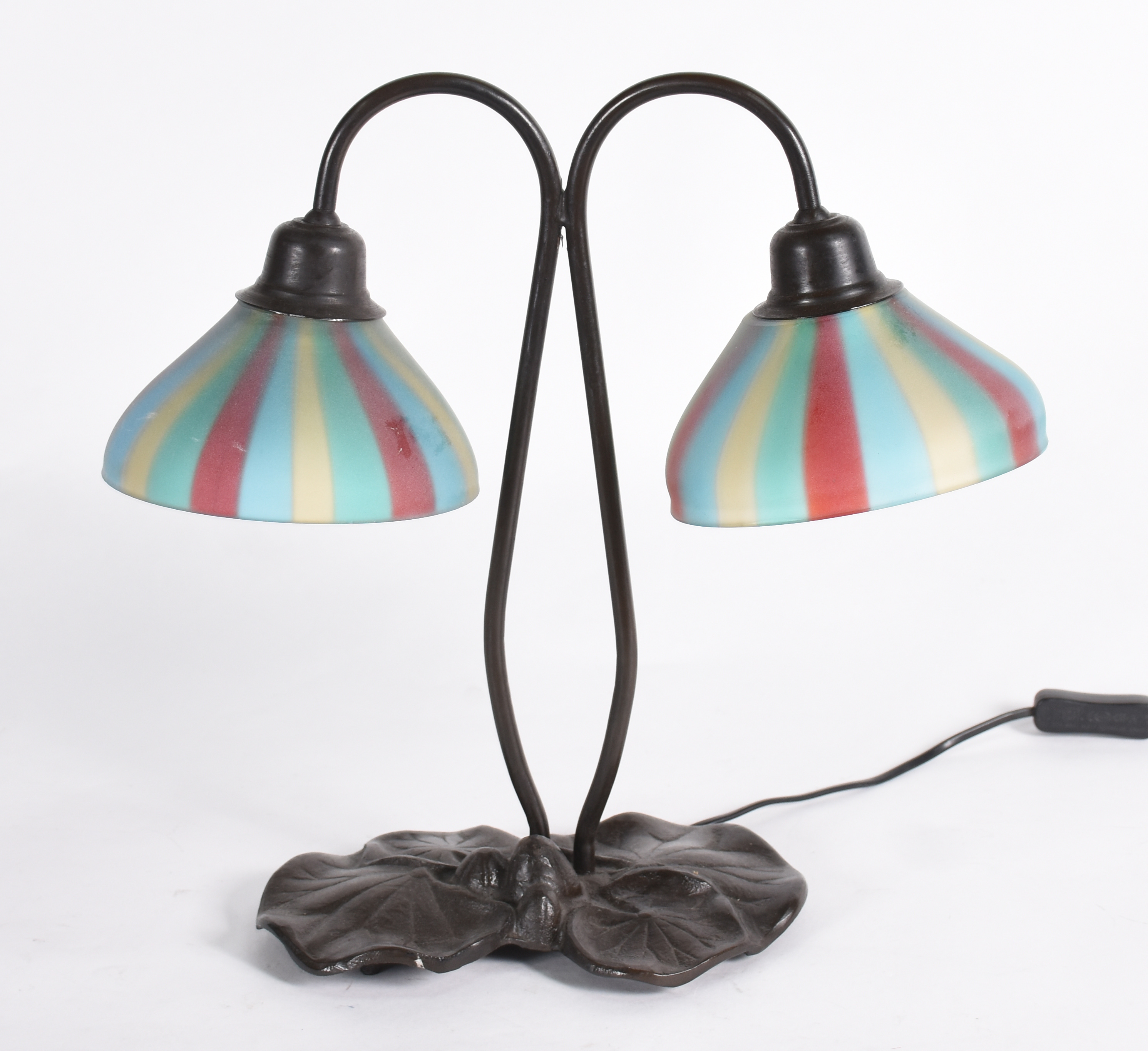 Luminária de mesa, estilo Art- Noveau para 2 luzes, em metal... - foto 1 de 3